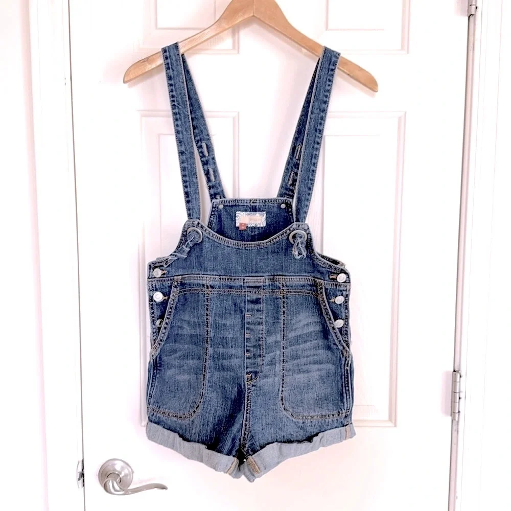 Anthropologie Pilcro Slouchy Denim Overall Shorts Size 27 - Picture 6 of 8